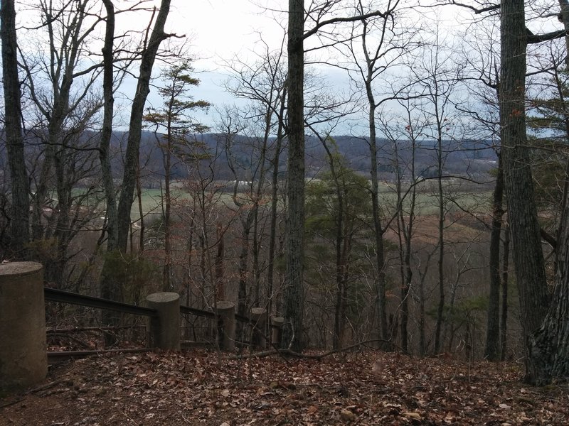 Looking out from end of Top of the Rock Trail over valley at Cubby House Hill.