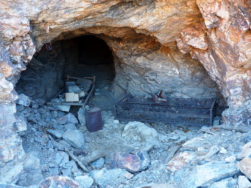 Old mine debris in a tunnel along the trail