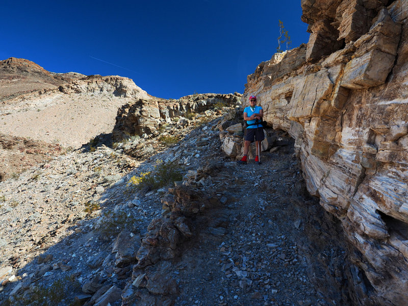 The old trail makes use of a natural ledge