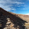 Where the old mine road (L) leaves the wash