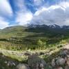 Climbing up to Bierstadt Lake, on the left you can just make out Sprague Lake.