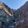 A view of the water-filled stream bed