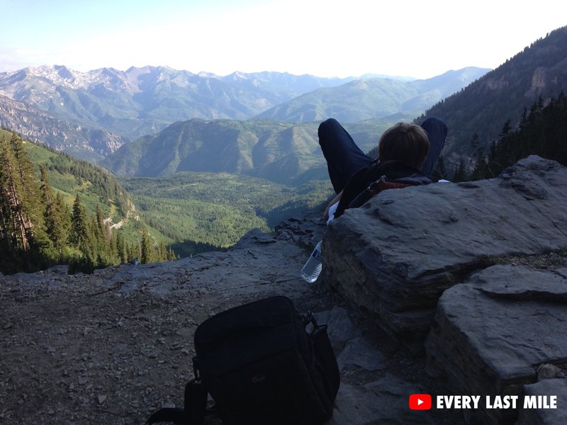 Resting on the way down from Timpanogos