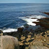 Looking over the rocky beach at Halibut Point.