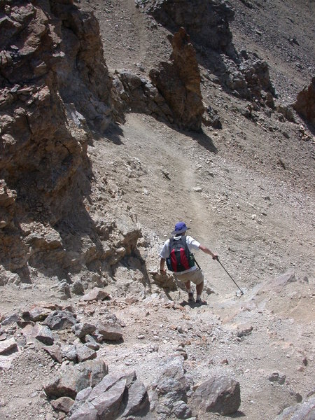 Working through the "crux" area on Missouri Mountain. Its steep and full of loose dirt and gravel.