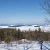 Beautiful winter view of Lake Winnipesaukee from summit.