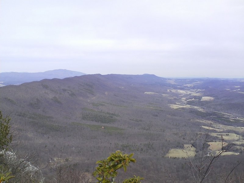 View from Jump Rock looking north along Little North Mountain, with Elliott Knob - the highest point in the George Washington NF and higher than anything in Shenandoah National Park - visible behind on the left.