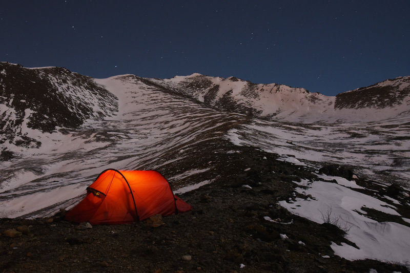 Camping on Wolverine Peak. Chugach State Park, Alaska