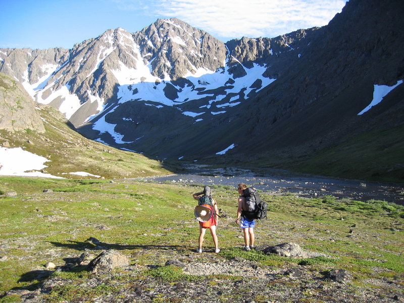 Dylan and Brett resting below the steep north face of the Ramp.