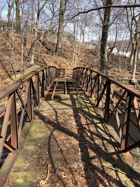 Footbridge at the south end of this trail forces a turn-around and return, making this an out and back hike and not a through hike