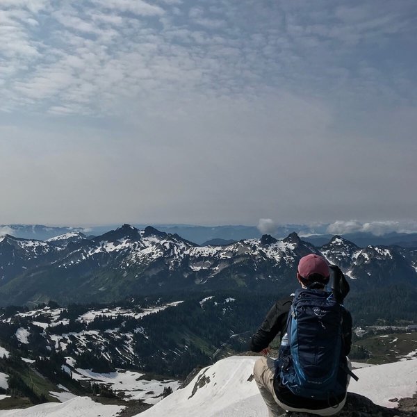 The view looking out from Mount Rainier on the Upper Skyline Trail.