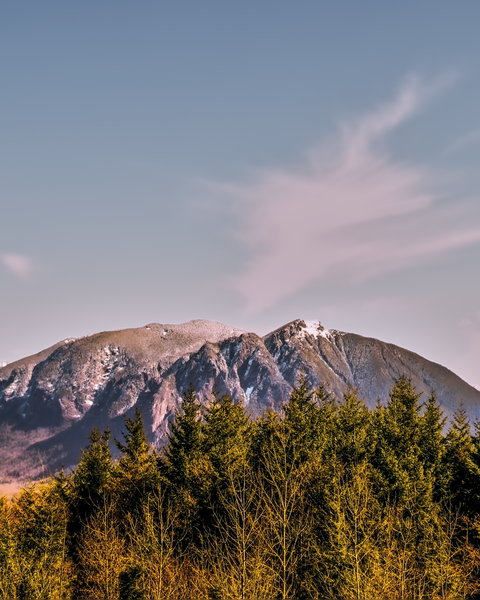 The recent snowfall barely registers on Mount Si