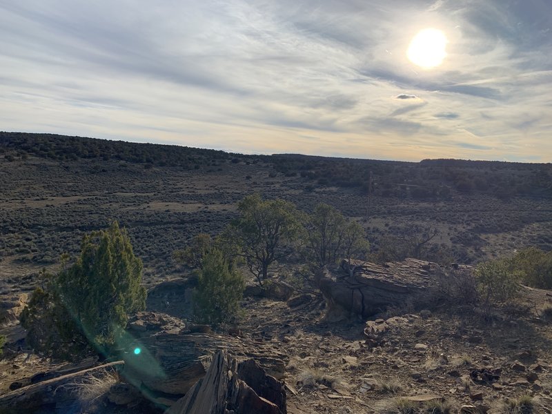 Evening vista from the far end of the loop (early March 2019)