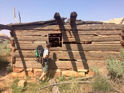 Kirk's cabin, a pioneer from the past. Near here are two backcountry camp sites.