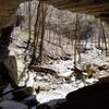 Inside Cassville Natural Bridge, looking out onto the stream.