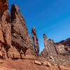 The trail around the base of Zeus & Moses is made up of a lot of loose rocks. Be extra careful.