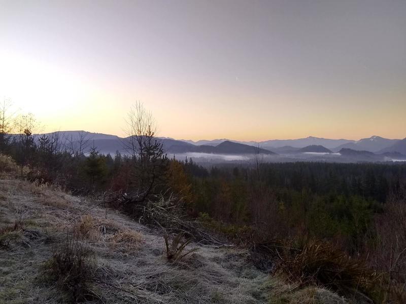 View south of the mountains and valley at sunrise from the 2080 Road.