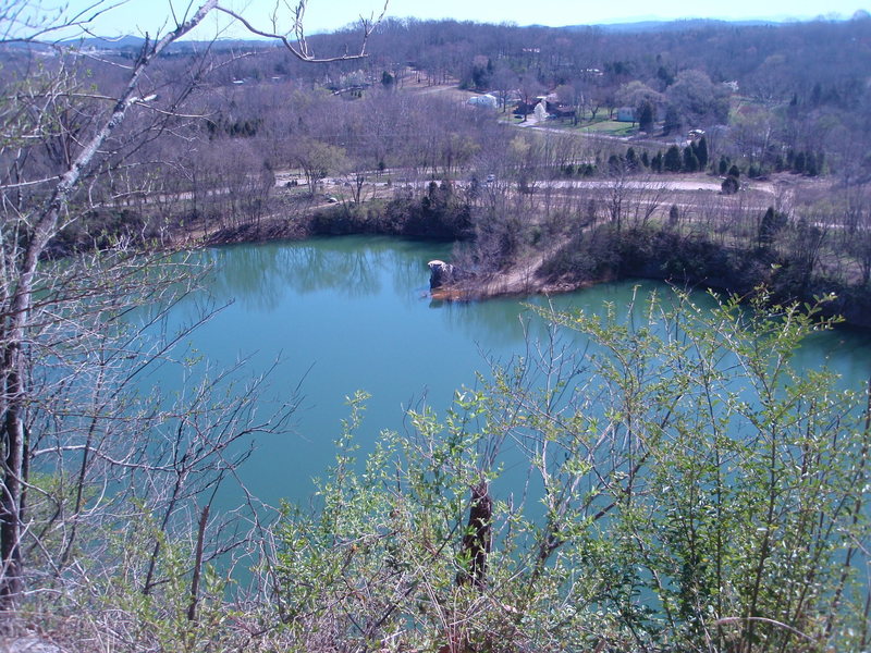 The view from the scenic overlook past the cemetary. The rock sticking out is Pinkston Pointe.