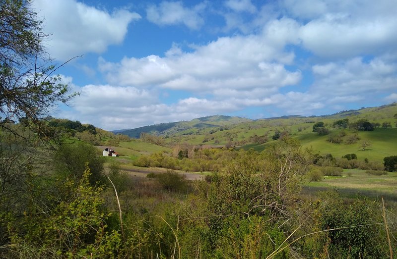 Snell Barn is nestled in the Diablo Range hills of Joseph D. Grant County Park. Springtime along (Lower) San Felipe Trail.