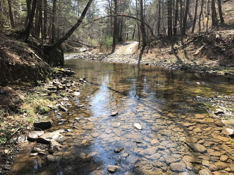 Western trailhead parking requires a stream ford. Not recommended for regular vehicles.