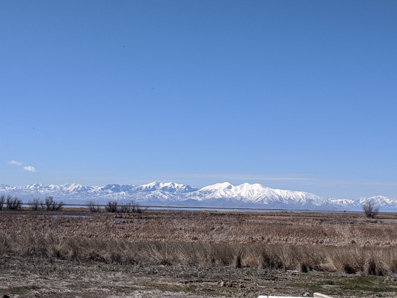 Oquirrh Mountains from the Farmington Bay bird sanctuary.