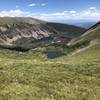 Almost at the top of the pass. Views of Brush Creek Lakes (Lower) and a small pond (upper)