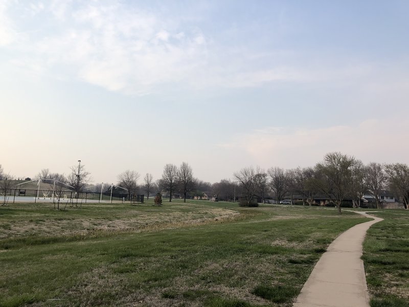 path between the water park and high school