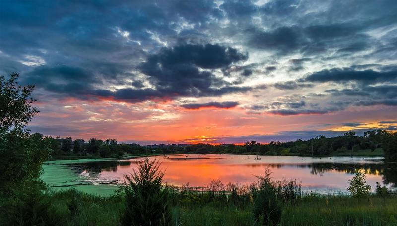 Sunset over a lake in Nebraska