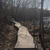 One of many boarded pathways alongside the lake