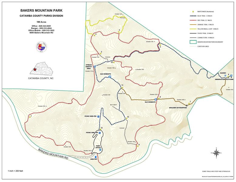 Bakers Mountain Park trail map