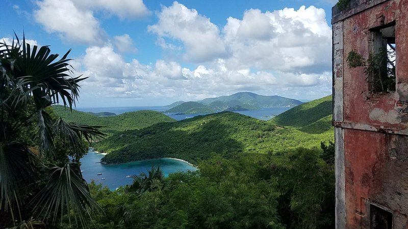 View from the top of America Hill by the great house ruins looking out toward Mary Point