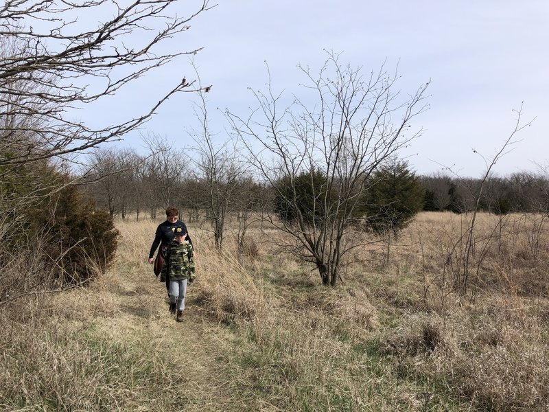 This connection from the park storage area into the flood plain.  Do not hike this when the Cowskin Creek is overflowing through the flood plain.