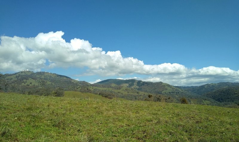 Mt. Hamilton with Lick Observatory (left), and other nearby summits of the Diablo Range, are seen nearby from high on Canada do Pala Trail