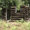 An old fire lookout crew cabin a half a mile from the trailhead.