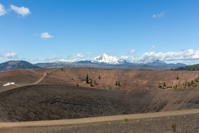 Lassen Peak across the Cinder Cone crater