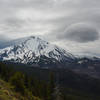 Mount Jefferson and Three Finger Jack on a cloudy day.