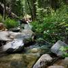 Stream crossing and waterfall.