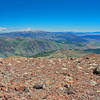 Looking north form the ridge near Eagle Peak towards Buckeye Canyon, with Wheeler Peak and Mt. Patterson in the distance and the Bridgeport Reservoir in the upper right.