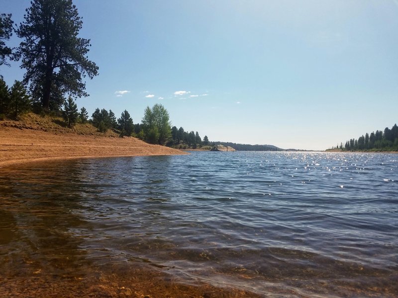 To the water's edge. Rampart Reservoir.