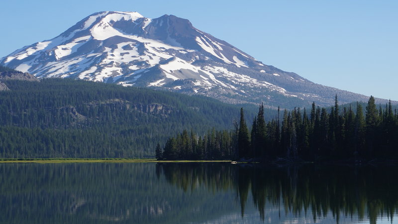 The majesty of South Sister along the paved trail at Sparks Lake.
