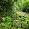 Rock hopping on the Deep Creek Trail.