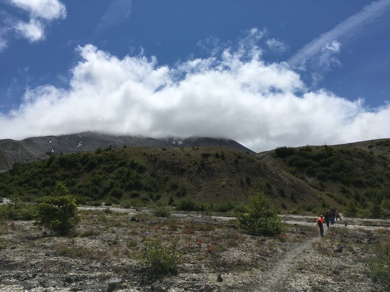 Walking through area with lots of pumice.