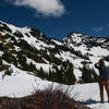 The route to Goat Mountain can be snow covered into July.