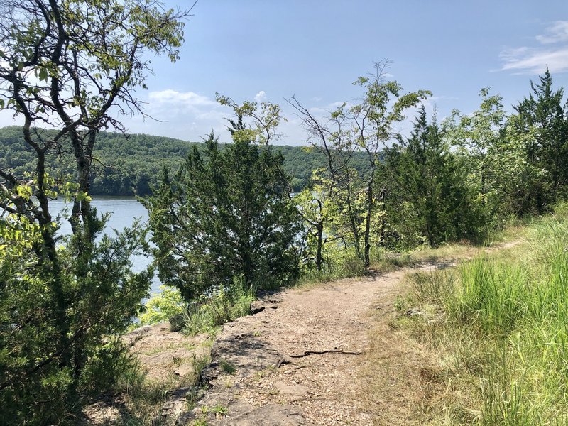 The trail hugs lake of the Ozarks' rocky shoreline.