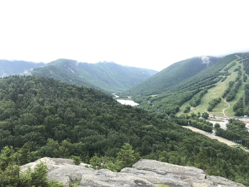 Cannon Mountain, Echo Lake, and Franconia Notch from the top of Bald Mountain.