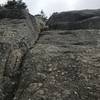 Scrambling up to the summit of Bald Mountain