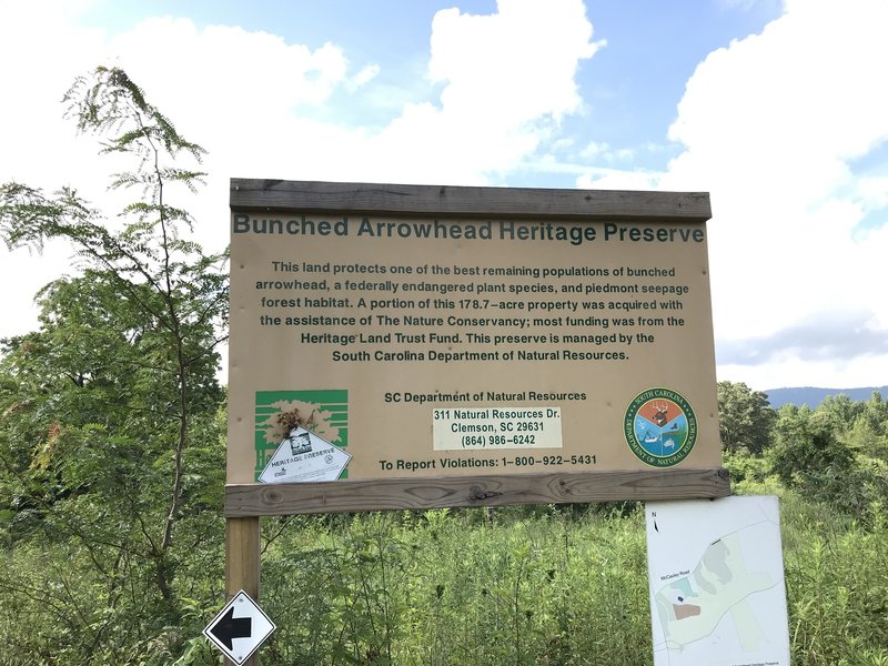 Trailhead message board and map.