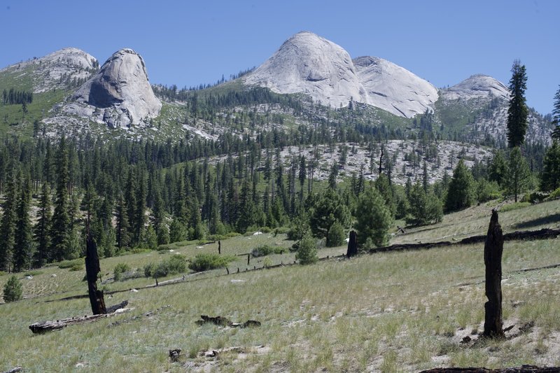 Views of Mount Starr King and other domes sit off to the right hand side of the trail.