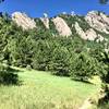 Looking toward flatirons from Mesa Trail.