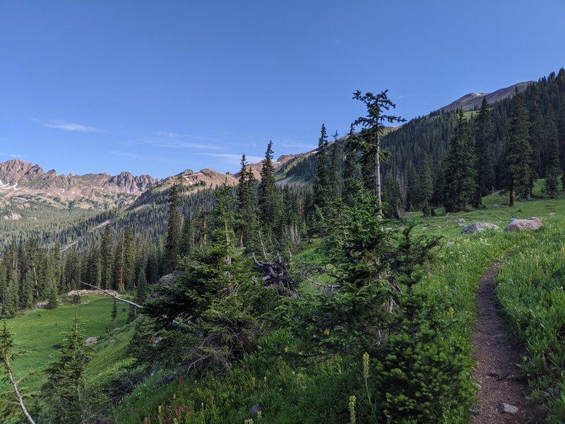 Incredible views and wildflowers around mile 6.5-7, as you're heading out of treeline!!  Big climb but well worth it!